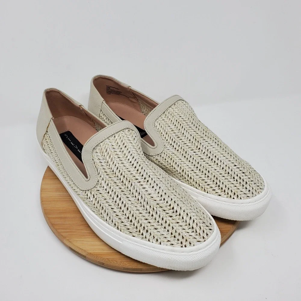 Steven by Steve Madden Katia Womens 10 Sneakers Beige Raffia Slip On Loafer Shoe